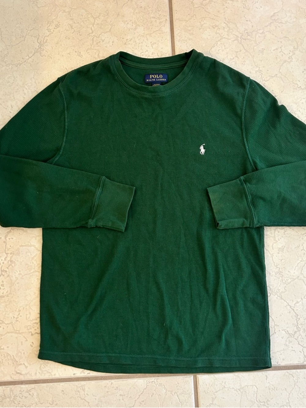 Polo Ralph Lauren Pajama Top Mens L Green Thermal Waffle Knit Sleepwear Shirt